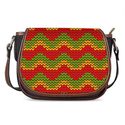 Knitted Reggae Pattern Print Saddle Bag