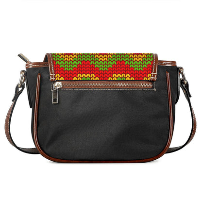 Knitted Reggae Pattern Print Saddle Bag