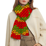 Knitted Reggae Pattern Print Scarf