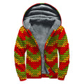 Knitted Reggae Pattern Print Sherpa Lined Zip Up Hoodie