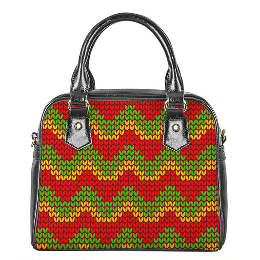 Knitted Reggae Pattern Print Shoulder Handbag