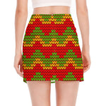 Knitted Reggae Pattern Print Side Slit Mini Skirt