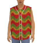 Knitted Reggae Pattern Print Sleeveless Baseball Jersey