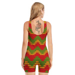 Knitted Reggae Pattern Print Sleeveless One Piece Swimsuit