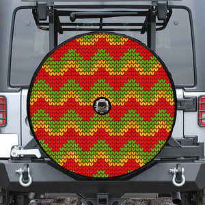 Knitted Reggae Pattern Print Tire Cover With Camera Hole