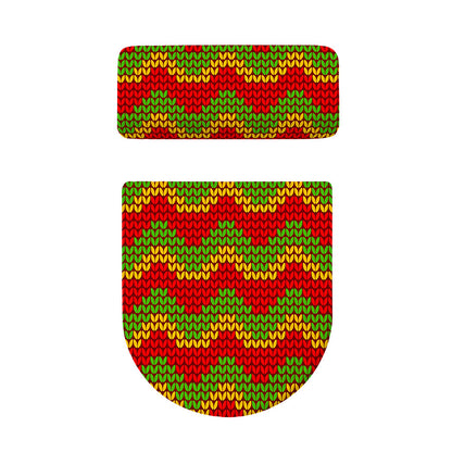 Knitted Reggae Pattern Print Toilet Lid And Tank Cover Set