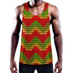 Knitted Reggae Pattern Print Training Tank Top