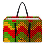 Knitted Reggae Pattern Print Utility Tote Bag