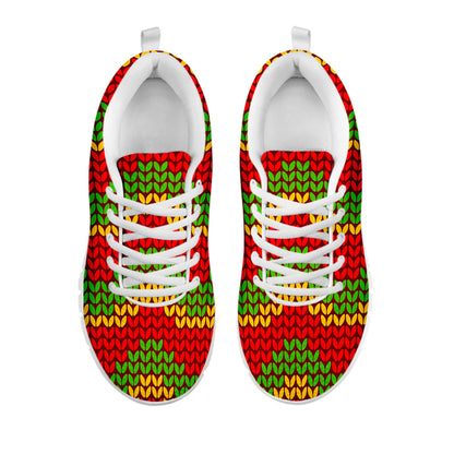 Knitted Reggae Pattern Print White Running Shoes