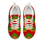Knitted Reggae Pattern Print White Running Shoes