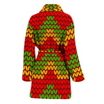 Knitted Reggae Pattern Print Women's Bathrobe