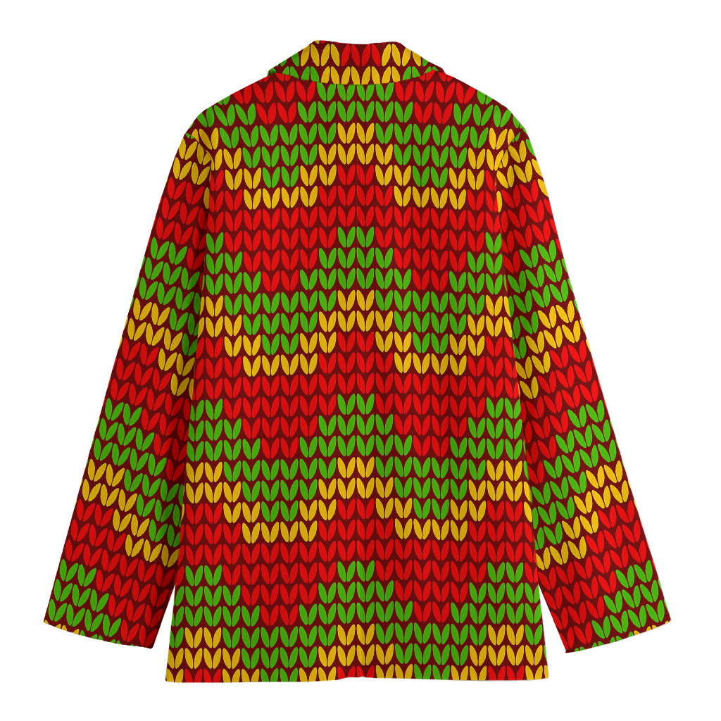 Knitted Reggae Pattern Print Women's Blazer
