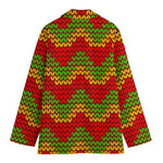Knitted Reggae Pattern Print Women's Blazer