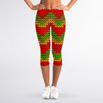 Knitted Reggae Pattern Print Women's Capri Leggings