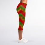 Knitted Reggae Pattern Print Women's Capri Leggings