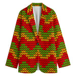 Knitted Reggae Pattern Print Women's Cotton Blazer