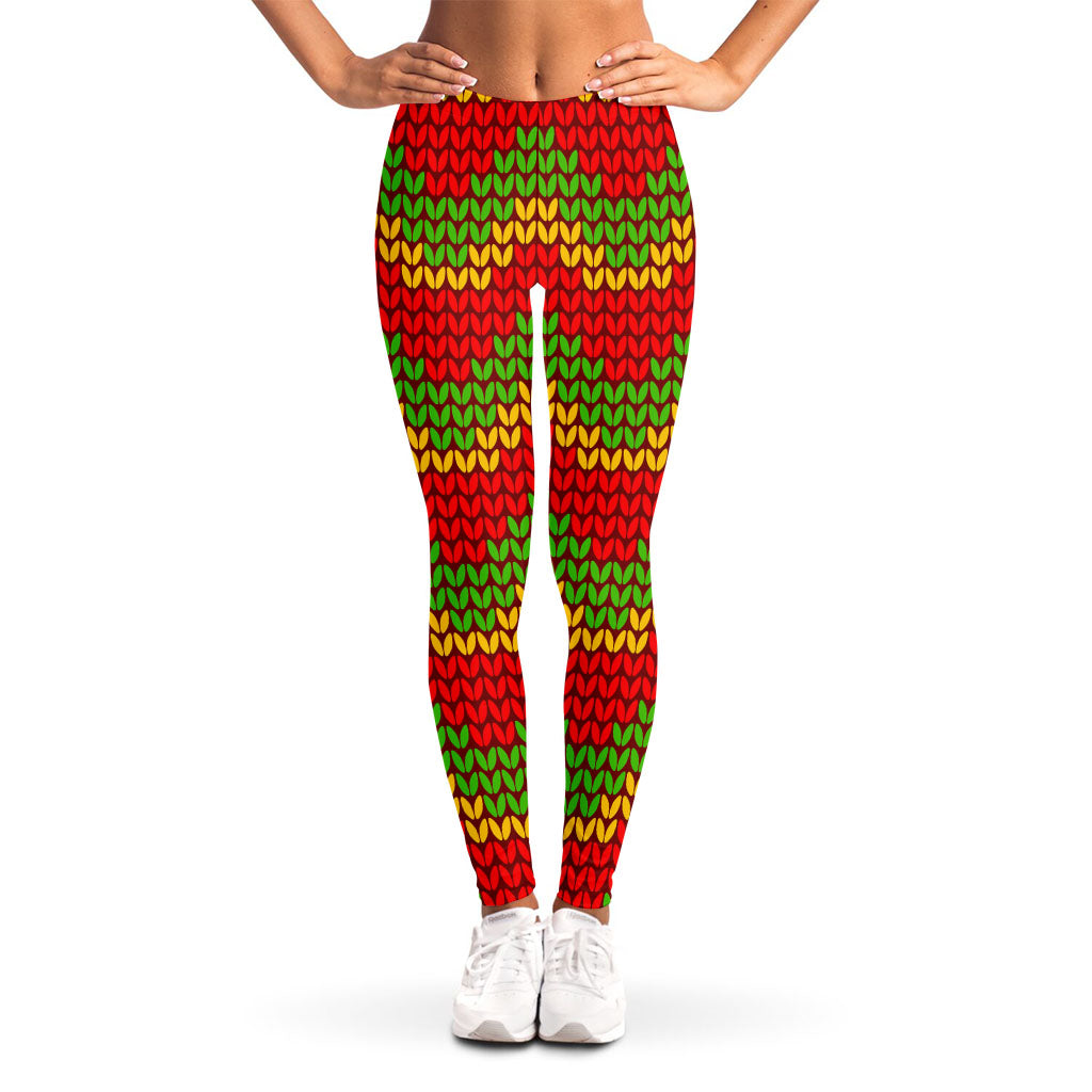 Knitted Reggae Pattern Print Women's Leggings