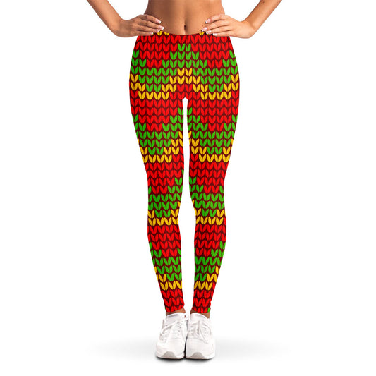 Knitted Reggae Pattern Print Women's Leggings