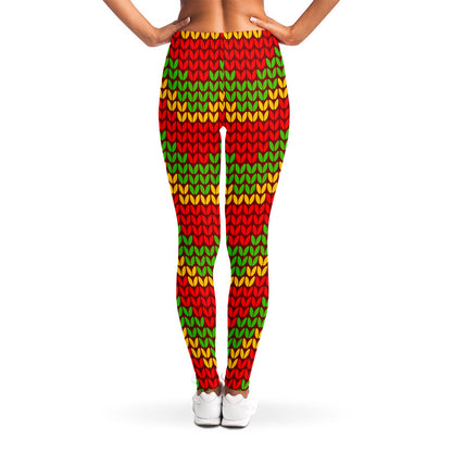 Knitted Reggae Pattern Print Women's Leggings