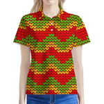 Knitted Reggae Pattern Print Women's Polo Shirt