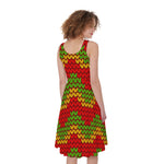 Knitted Reggae Pattern Print Women's Sleeveless Dress
