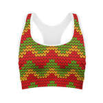 Knitted Reggae Pattern Print Women's Sports Bra
