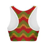 Knitted Reggae Pattern Print Women's Sports Bra