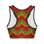 Knitted Reggae Pattern Print Women's Sports Bra