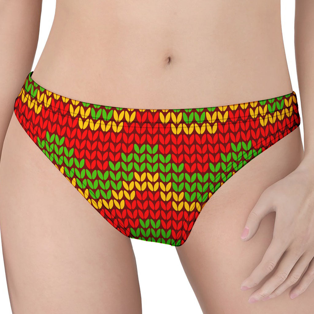 Knitted Reggae Pattern Print Women's Thong