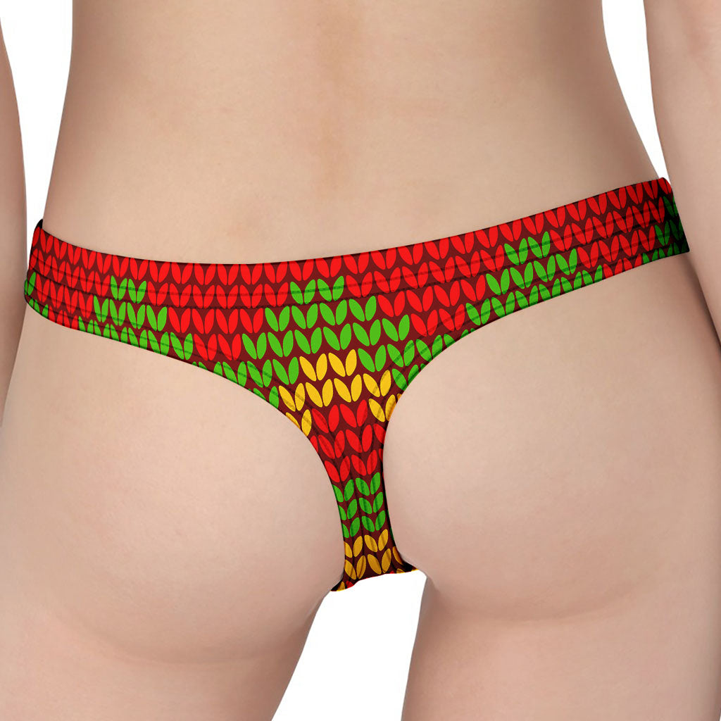 Knitted Reggae Pattern Print Women's Thong