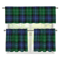 Knitted Scottish Plaid Print 3 Piece Kitchen Curtains
