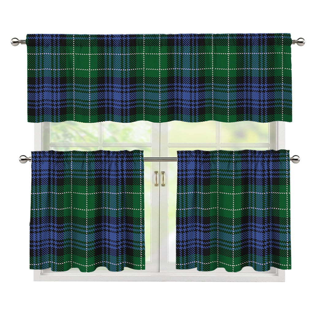Knitted Scottish Plaid Print 3 Piece Kitchen Curtains