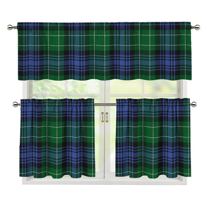 Knitted Scottish Plaid Print 3 Piece Kitchen Curtains