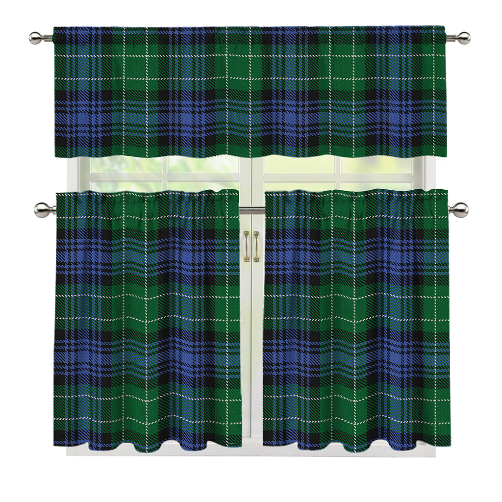 Knitted Scottish Plaid Print 3 Piece Kitchen Curtains