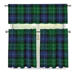 Knitted Scottish Plaid Print 3 Piece Kitchen Curtains