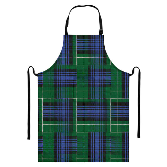 Knitted Scottish Plaid Print Bib Apron With Pocket