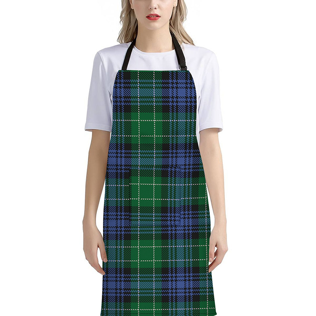 Knitted Scottish Plaid Print Bib Apron With Pocket