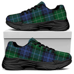 Knitted Scottish Plaid Print Black Chunky Shoes