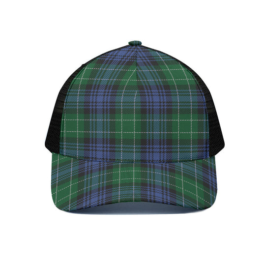 Knitted Scottish Plaid Print Black Mesh Trucker Cap