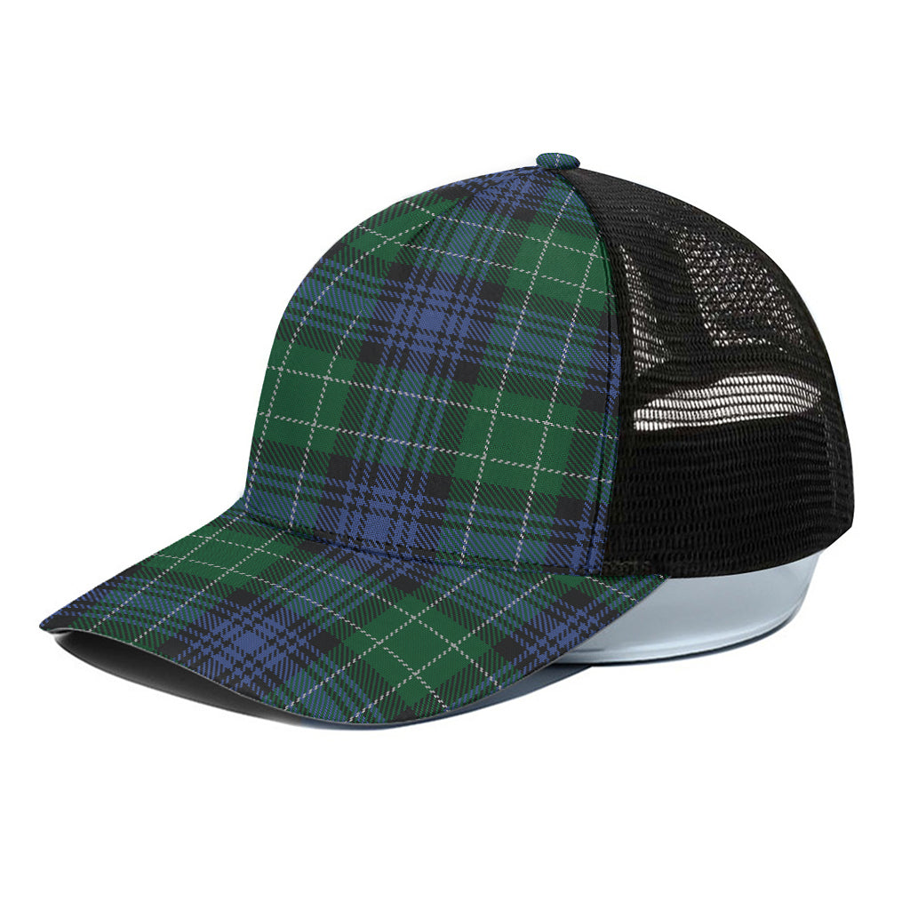 Knitted Scottish Plaid Print Black Mesh Trucker Cap