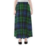 Knitted Scottish Plaid Print Chiffon Maxi Skirt