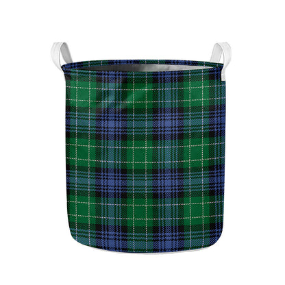 Knitted Scottish Plaid Print Collapsible Laundry Basket