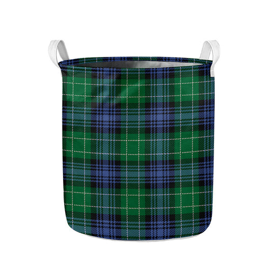 Knitted Scottish Plaid Print Collapsible Laundry Basket