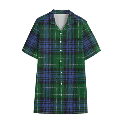 Knitted Scottish Plaid Print Cotton Hawaiian Shirt