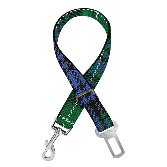 Knitted Scottish Plaid Print Dog Seat Belt