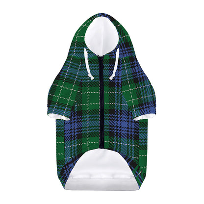 Knitted Scottish Plaid Print Dog Zip Up Hoodie