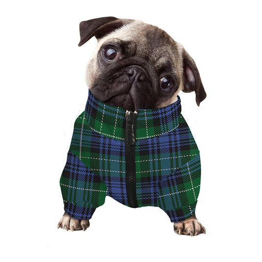 Knitted Scottish Plaid Print Dog Zip Up Jacket