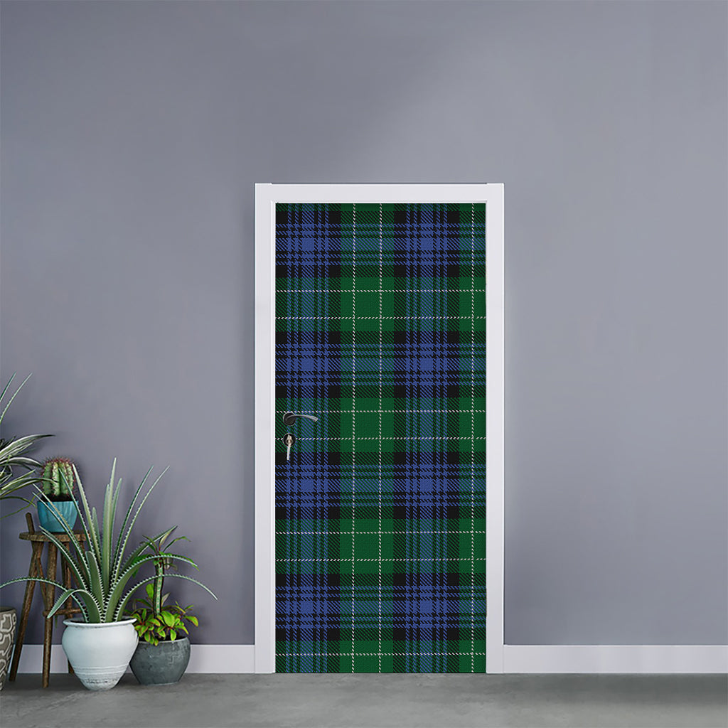 Knitted Scottish Plaid Print Door Sticker