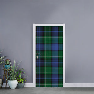 Knitted Scottish Plaid Print Door Sticker