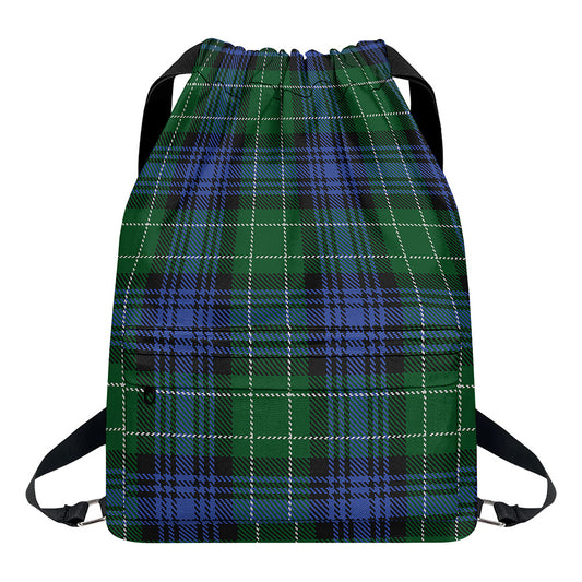 Knitted Scottish Plaid Print Drawstring Backpack